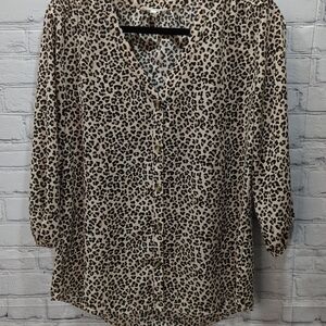 Leopard Print Button-Up Blouse